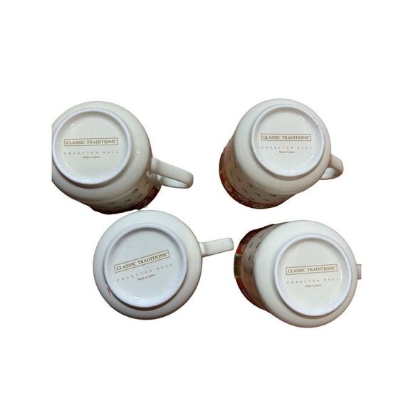 Classic Traditions Charlton Hall Cup set of 4 Mugs Vintage Made In Japan Christm - Picture 3 of 5